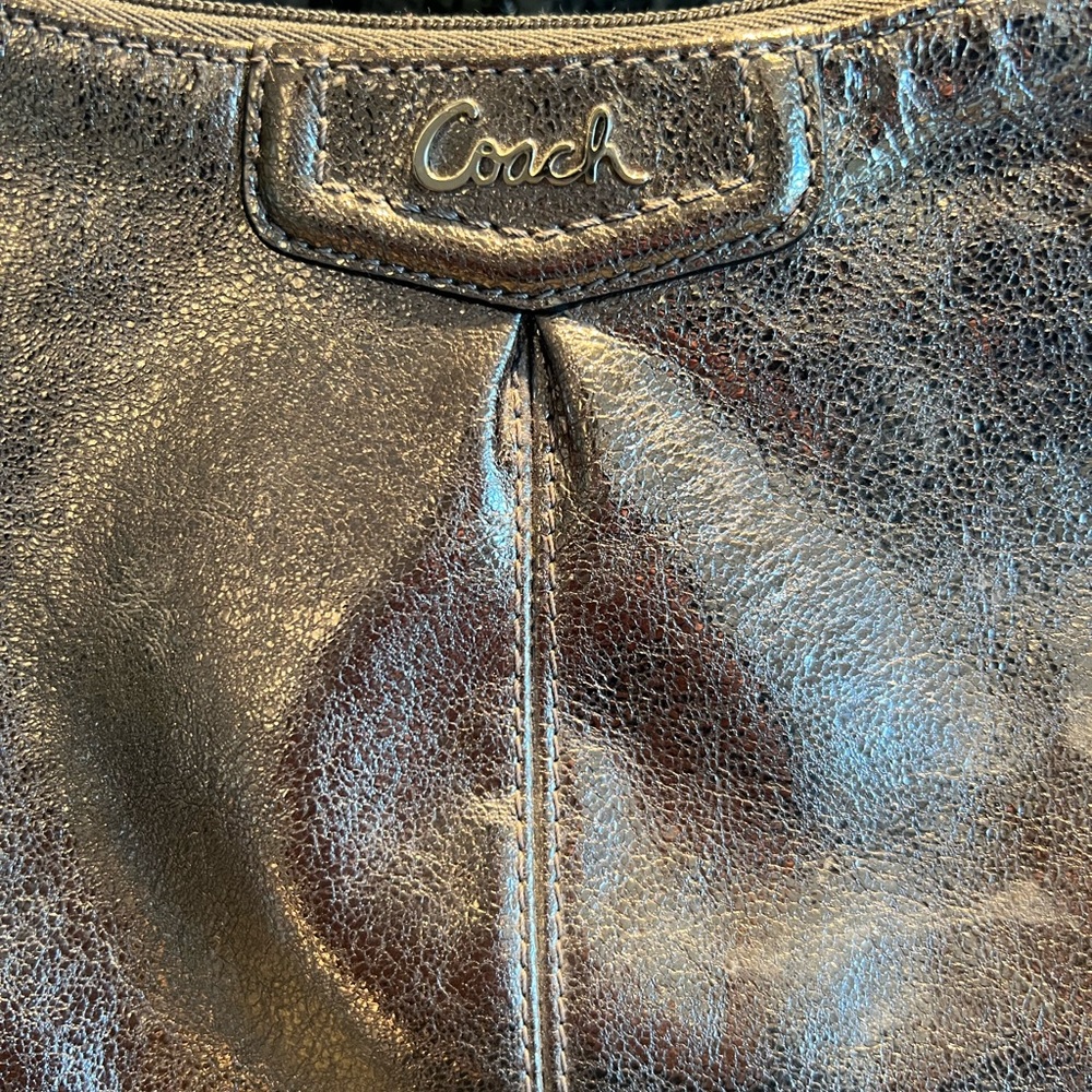 Coach metallic leather cross body bag